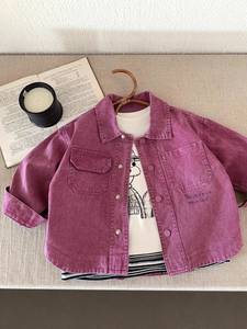 Kids Embroidered Blouson Denim <b>Jacket</b> Unisex Printed Breathable Spring - Product Image 4