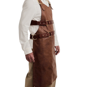 Tablier de Chef Homme Luxe Sans Manches avec Bretelles Réglables en Cuir Marron Foncé, Design Classique, Couleur et Logo Personnalisables - Product Image 5