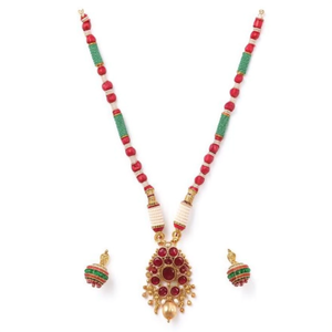 Ruby Kemp Attigai Religious Pearl Jewelry with Diamond and Emerald Number Pattern for Women - Product Image 2