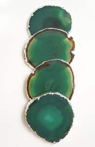 Handcrafted Natural Green Agate Slice <b>Coasters</b> with <b>Gold</b> Edge for Luxury Home Decoration Luxury Home Decor Gift Set - Product Image 2