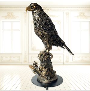 Décoration de bureau à domicile : Sculpture d'aigle moderne de luxe en fer forgé, statue d'oiseau en métal sur mesure, finition bronze forgé à la main - Product Image 4