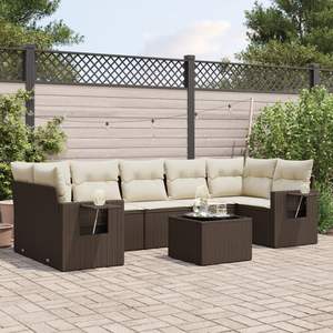 Ensemble de canapés de jardin modulaires en rotin PE brun avec coussins en mousse haute densité, mobilier d'extérieur au design contemporain - Product Image 1