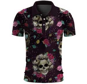 Men's Casual <b>Gothic</b> Skulls Pattern Short Sleeve for <b>Shirt</b> Digital Printed 100% Cotton Knitted Fabric Breathable Regular Fit - Product Image 1