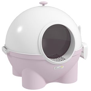 Lettiera per Gatti XL Rosa Chiaro con Coperchio in PP Facile da Pulire, Paletta e Maniglia Superiore - Lettiera Intelligente per Cani e Gatti - Product Image 1