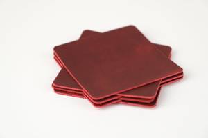 Sous-verres en cuir véritable avec logo gravé au laser, ensemble de dessous-de-verre ronds, articles de table de luxe en cuir de vachette, fabricant GLC-0191 - Product Image 4