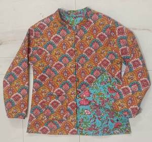 Women's Handmade Cotton Quilted <b>Reversible</b> <b>Jacket</b> Ethnic Fashion OEM Manufacturer India - Product Image 1