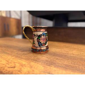 Mug en métal vintage avec broderie florale, réutilisable, souvenir, vaisselle fantaisie, mugs en cuivre avec poignée en laiton, qualité alimentaire - Product Image 3