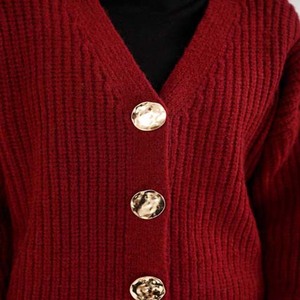 Cárdigan de Punto para Mujer, Cuello en V, Manga Larga, Color Sólido, Estilo Casual de Invierno con Botones, Diseño Totalmente Personalizado - Product Image 6