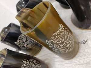 Taza de Café de Cuerno Pulido de Alta Calidad con Base de Resina, Diseño Vikingo, Forma Natural, para Artesanía Sheeri - Product Image 5