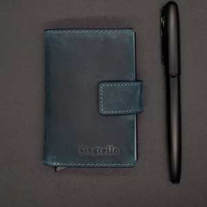 High Quality Castello <b>Men's</b> Slim Smart <b>Wallet</b> Vintage Crazy Horse Leather RFID Aluminum Card Case New Release - Product Image 5