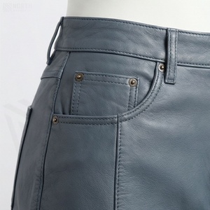 Jupe crayon mini en cuir PU taille haute pour femme avec poche, couleur unie brillante, à porter toute l'année - Product Image 5