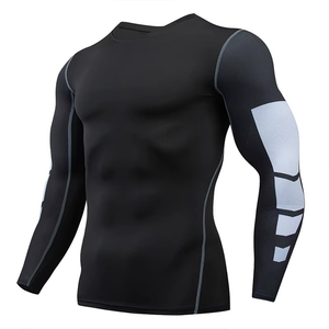 Men's Full Sleeve Rash Guard <b>Black</b> Quick Dry Spandex Polyester <b>Compression</b> <b>Shirt</b> - Product Image 1