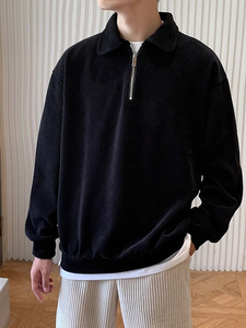 <b>Men's</b> Knitted Sweater Half-Zip Pullover Turn-Down Collar Long Sleeve Solid Color <b>Cardigan</b> Winter Wear - Product Image 6