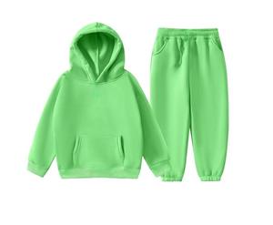 Children's Light Blue Cotton Fleece Hoodie and <b>Pants</b> Set Unisex Wear - Product Image 2