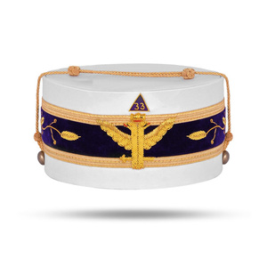 Premium Scottish Rite 33rd Degree Crown <b>Cap</b> White Velvet Gold Bullion Hand Embroidered Regalia <b>Hat</b> Freemason - Product Image 2