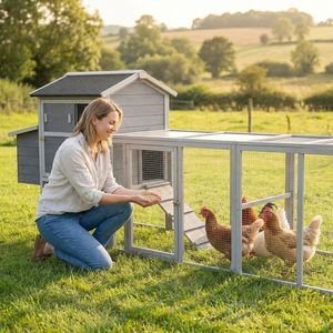 Gallinero Grande para Exteriores con Nido, Jaula de Madera Gris para Gallinas con Casa Principal, Conejera Impermeable, Jaula Premium para Animales - Product Image 4