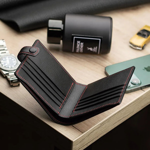 Portefeuilles en cuir pour hommes, pliables, anti-RFID, fournisseur OEM, logo personnalisé, qualité export, portefeuilles tendance en vente en gros. - Product Image 4
