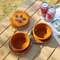 Bol de voyage pliable et étanche pour animaux de compagnie, personnalisé, écologique, en silicone de qualité alimentaire, double fonction (nourriture et eau)