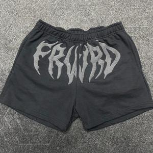 Shorts décontractés en coton pour hommes, taille élastique, respirants, avec cordon de serrage, imprimé bouffant, style streetwear. - Product Image 1