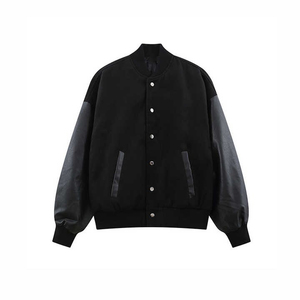 Black Color Varsity Jacket Winter Jacket Genuine Sleeves Wool Body Jackets Team Colors Option Lettermen Varsity Jacket For <b>Men</b> - Product Image 1