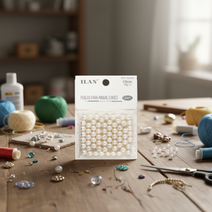 Perle Ilan per artigianato 8mm beige confezione da 15g - Product Image 2