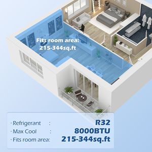 Climatiseur portable 8000 BTU, refroidissement efficace, déshumidificateur, ventilateur avec télécommande, minuterie 24h, noir - pour chambre, voiture, avec prise UK, EU, US - Product Image 3