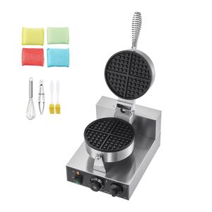 Commercial 1230W Round Non-Stick Stainless Steel Belgian <b>Waffle</b> <b>Maker</b> Temperature T Control <b>Waffle</b> Baker Machine - Product Image 4