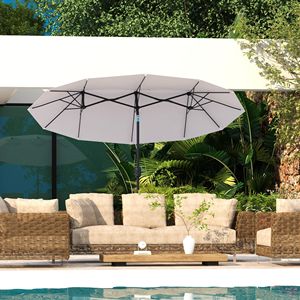 Ombrellone da Esterno Grande a Doppia Faccia con Raggio di 2,5m, 12 Stecche, con Manovella e Pulsante di Inclinazione, Ideale per Cortili, Giardini, Terrazze e Zone Piscina - Product Image 2