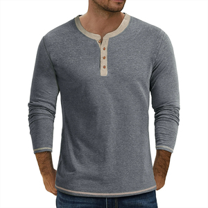 Camisas de Hombre de Talla Grande, Estilo Henley con Botones, Modernas y Elegantes para Oficina, Viajes y Fiestas, Novedad 2026 - Product Image 3