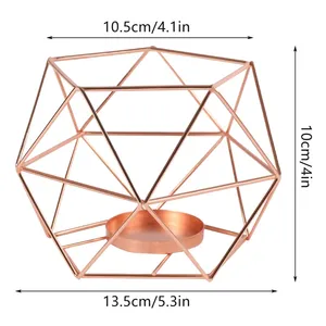 Portavelas Geométrico de Bambú para Decoración del Hogar, Diseño Moderno Navideño, Vela de Color Verde Azulado Incluida - Product Image 2