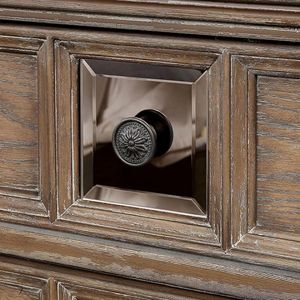 Comodino Rustico Transizionale in Legno Massello Naturale con 3 Cassetti e Pomelli in Bronzo, Arredamento Camera da Letto - Product Image 4