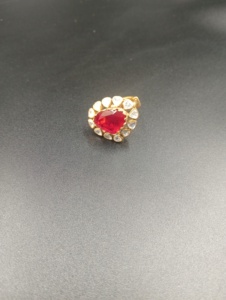 Silver <b>Gold</b> Plated Classic Floral Heart Shape <b>Cocktail</b> <b>Ring</b> Red Doublet Stone Vintage Style Women's Jewelry January Birthstone - Product Image 6