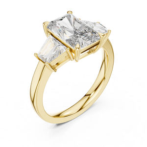 Anillo de Compromiso de Oro Blanco de 14K con Diamante Cultivado en Laboratorio de 4.4 Ct, Corte Baguette y Radiante, para Mujer |   Certificado por IGI - Product Image 6