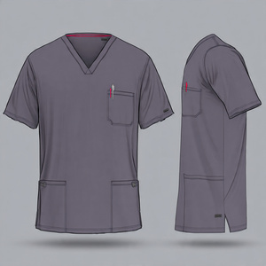 Wholesale Unisex Medical <b>Scrub</b> Tops Custom Made Comfortable <b>Scrub</b> Tops - Product Image 3