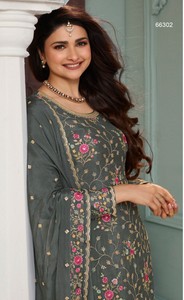 Nuevo Traje Salwar Kameez de Manga Larga con Semibordado para Otoño/Invierno, Estilo Indio-Pakistaní, Tela de Secado Rápido, Traje Casual Holgado de Dos Piezas - Product Image 3