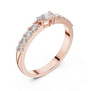 Marquise & round CUT Lab Grown Diamond 18K แหวนเพชรสีเหลืองทองแหวนหมั้นงานแต่งงานคลาสสิกเครื่องประดับเพชรโตใหม่ - Product Image 4