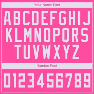 Camiseta de Baloncesto Personalizada con Cuello en V Rosa y Blanca, Nombre del Equipo y Número Cosidos, Sublimación Impresa, Tela de Malla Deportiva - Product Image 5