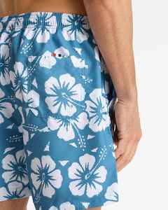 Short de bain pour homme à séchage rapide, imprimé floral bleu, avec taille élastique et poches, style décontracté - Product Image 6