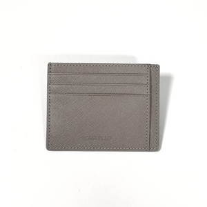 Castello เคสหนัง Saffiano คุณภาพดีเยี่ยม, เคสใส่บัตรแบบบางสีกรมท่าเทาดำแฮนด์เมด2024ใหม่ - Product Image 2