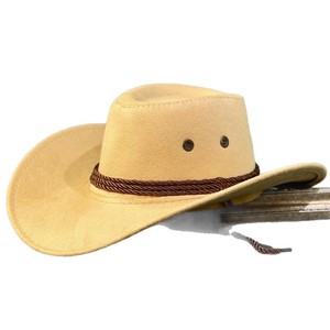 Chapeau de cowboy western en feutre marron avec bande tressée, large bord incurvé, chapeau de soleil unisexe - Product Image 1
