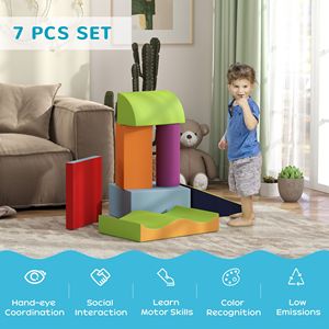 Set da gioco contemporaneo a 7 pezzi per arrampicata e gattonamento morbido per bambini, struttura da gioco e arrampicata per interni - Product Image 4