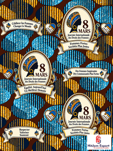 Tela africana personalizada con estampado de cera, Día Internacional de la Mujer 8 de Marzo, fabricante OEM de textiles, proveedor mayorista de telas personalizadas - Product Image 3