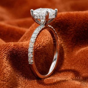 Princess Cut Diamond Engagement <b>Ring</b> with Pavé Setting Classic <b>Solitaire</b> Style – 925 Sterling <b>Silver</b> Wedding Bridal Jewelry <b>Ring</b> - Product Image 2