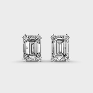 IGI Certified Lab Grown <b>Emerald</b> Cut Diamond <b>Stud</b> Earrings 9K Yellow / White & Rose Gold Solitaire Diamond Earrings - Product Image 6