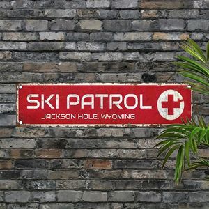 CIFbuy Jackson Hole Ski Patrol Wyoming - Letrero de aluminio impermeable y a prueba de polvo, decoración de pared vintage para el hogar, servicio de recogida disponible - Product Image 1