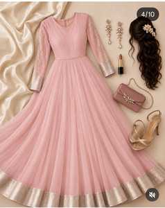 New Design of Georgette <b>Gown</b> With Border Lace Work Pakistani Style Salwar Kameez For Ladies Partywear Wedding Wear <b>Gown</b> Dupatta - Product Image 4