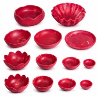 Bol de service Belladec Rose Red moderne en résine, fait main, 10 pouces de diamètre, pour dîner, salade de fruits, collations, maison, hôtel