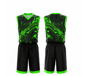 Ensemble d'uniformes de basketball personnalisés imprimés par sublimation intégrale, vêtements d'équipe en jersey et short en polyester respirant et à séchage rapide pour hommes et femmes - Product Image 3