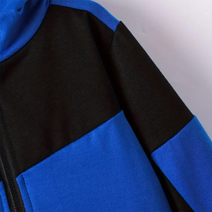 <b>Boys</b> Blue Black Color Blocking Hooded Tracksuit Set Full Sleeve Casual Autumn Wear With Side Pockets Elastic Waist 2027 - Product Image 6