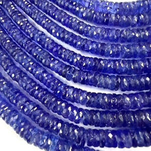 Perles Heishi facettées en Tanzanite bleue 100% naturelle, 5-10 mm, pierres précieuses en vrac, certifiées CMA, pour la fabrication de bijoux - Product Image 2